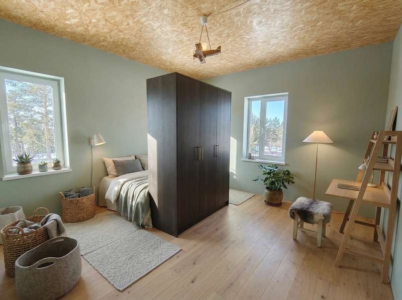 Дизайн спальни в стиле Хюгге — фото интерьера от нейросети RoomGPT