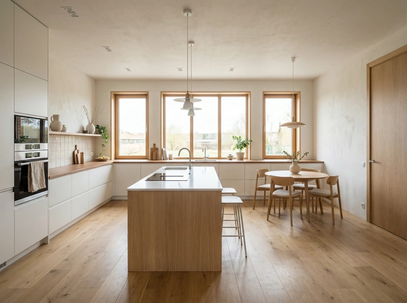 Дизайн интерьера в стиле Сканди — Кухня от нейросети RoomGPT