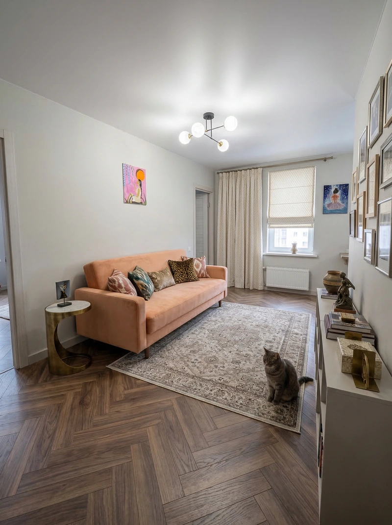 Дизайн гостиной в стиле Эклектика — фото интерьера от нейросети RoomGPT