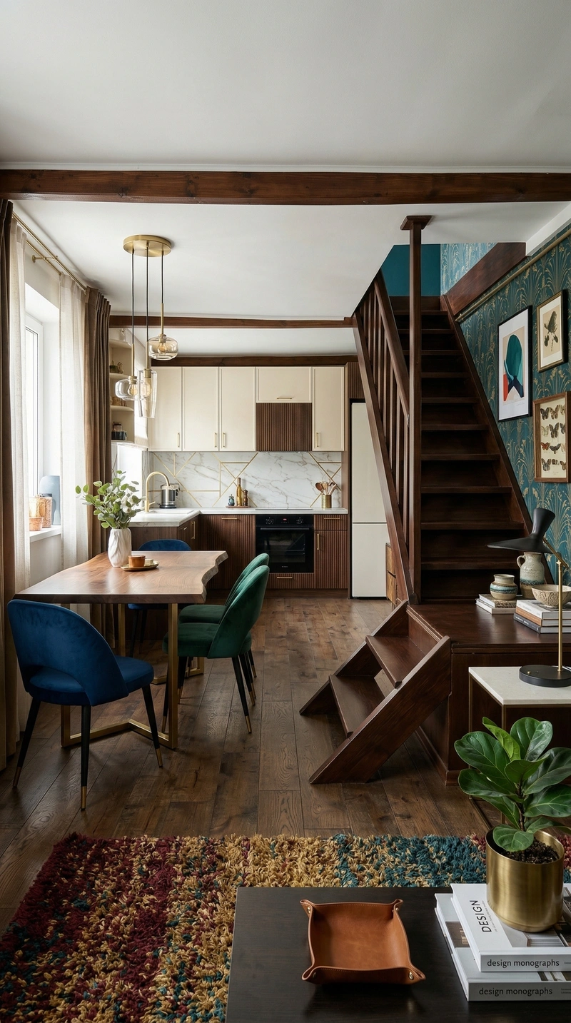 Дизайн кухни в стиле Эклектика — фото интерьера от нейросети RoomGPT