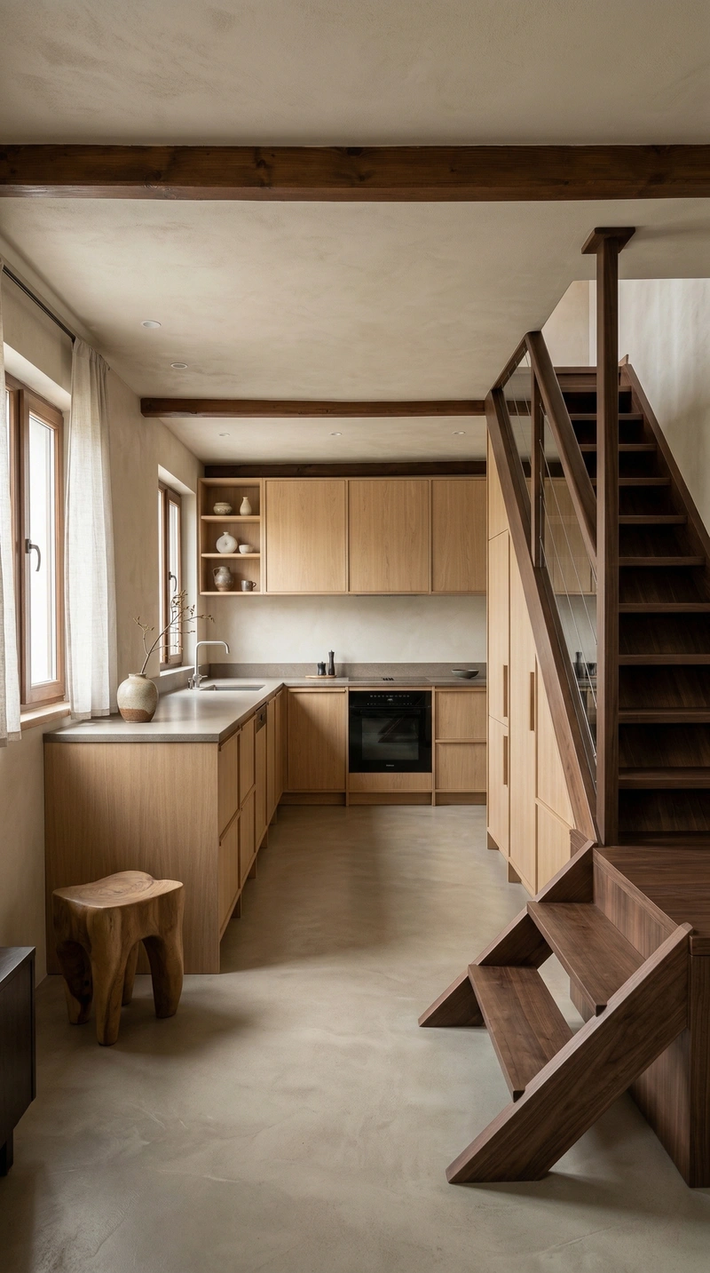 Дизайн кухни в стиле Japandi — фото интерьера от нейросети RoomGPT