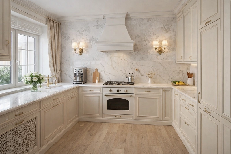 Дизайн кухни в стиле Классика — фото интерьера от нейросети RoomGPT