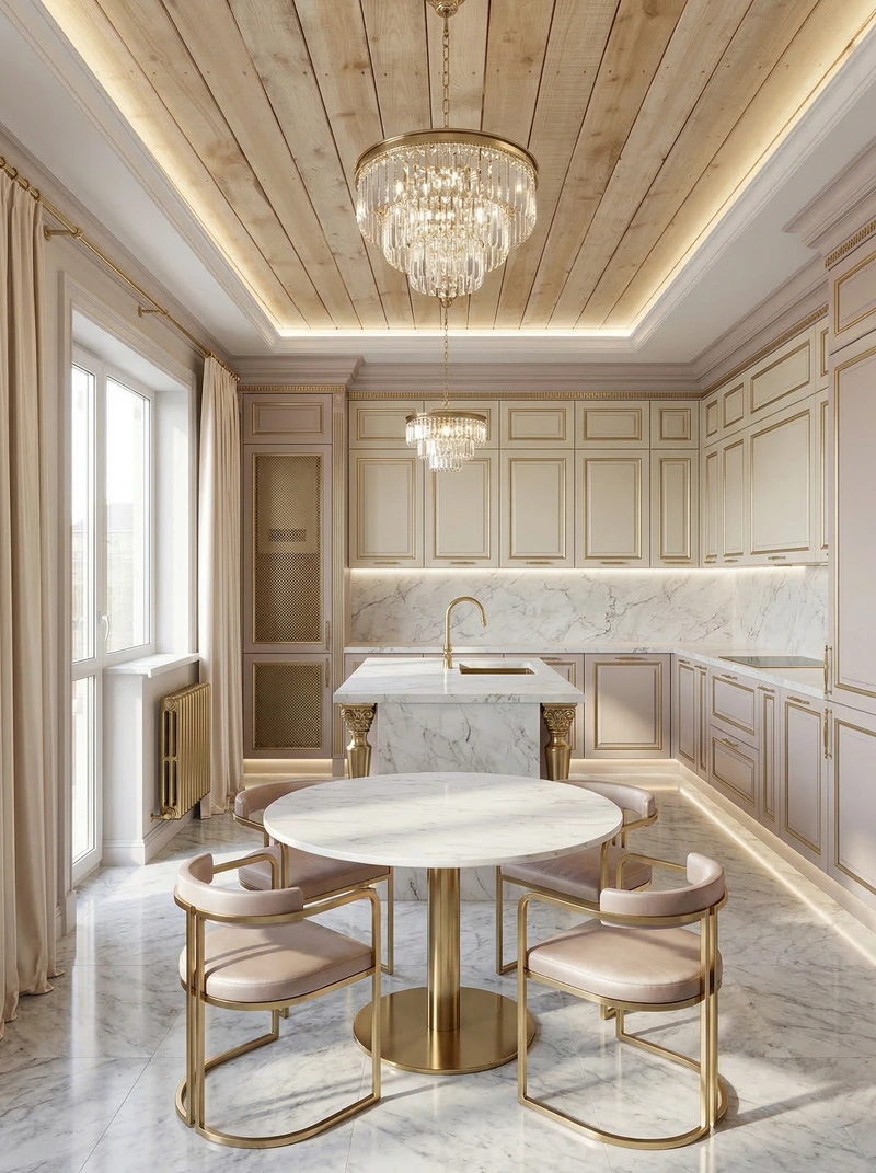 Дизайн кухни в стиле Неоклассика — фото интерьера от нейросети RoomGPT