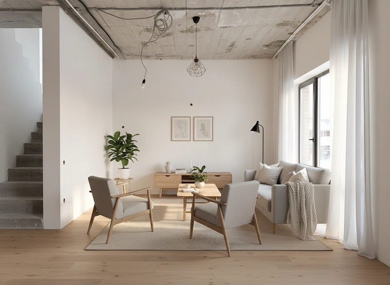 Дизайн интерьера в стиле Хюгге — Гостиная от нейросети RoomGPT