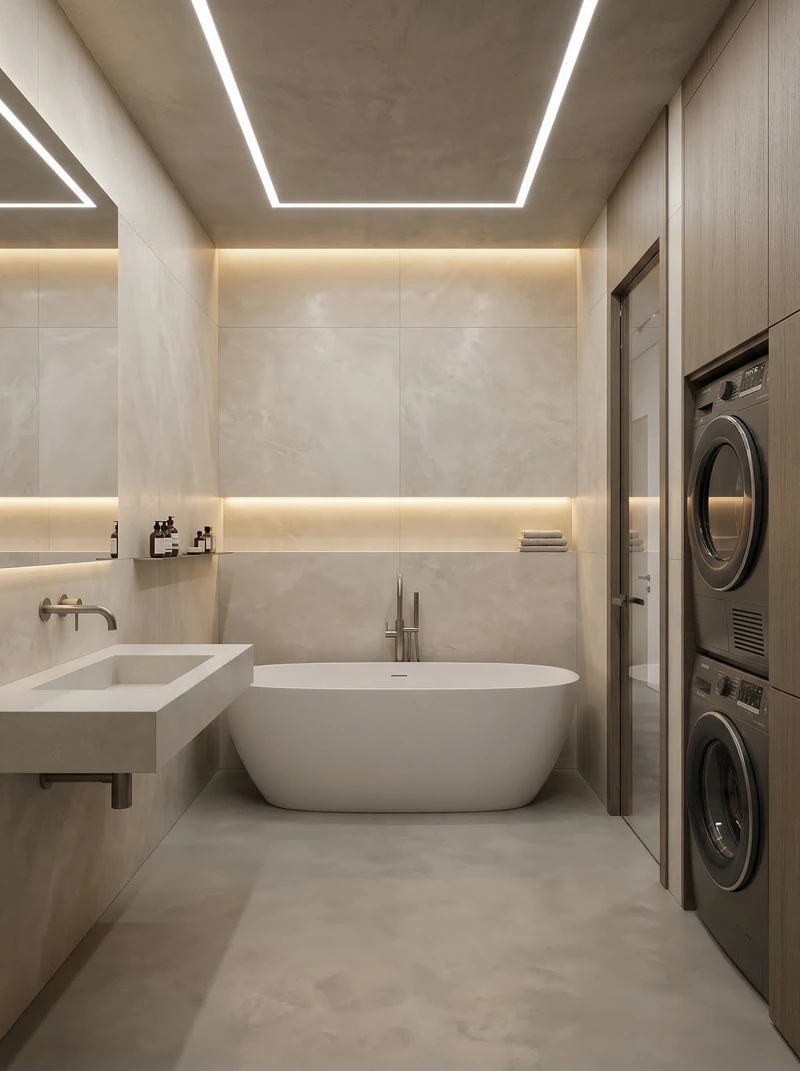 Дизайн интерьера в стиле Минимализм — Ванная от нейросети RoomGPT