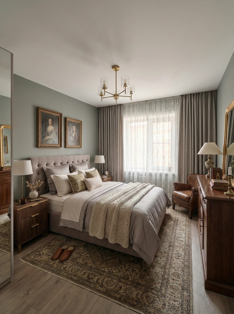 Дизайн интерьера в стиле Контемпорари — Спальня от нейросети RoomGPT