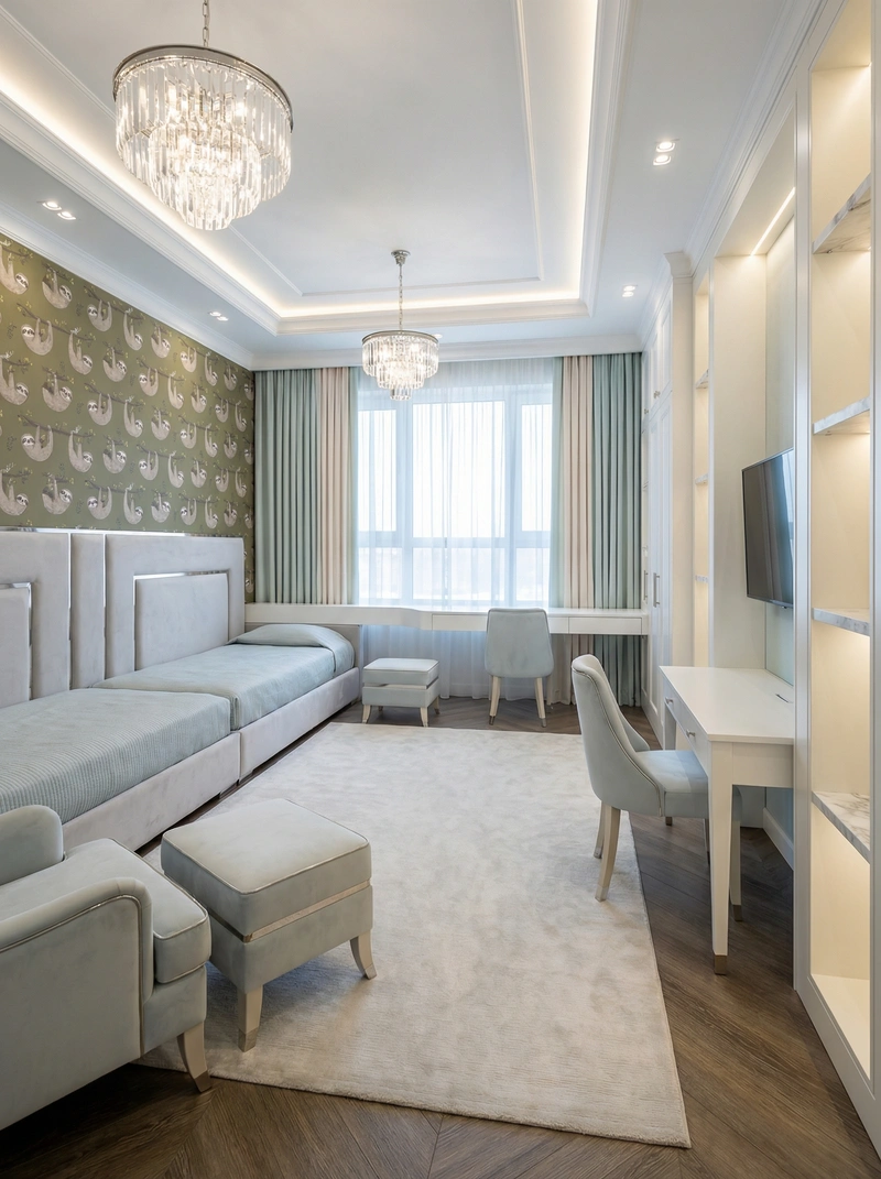 Дизайн детской в стиле Классика — фото интерьера от нейросети RoomGPT