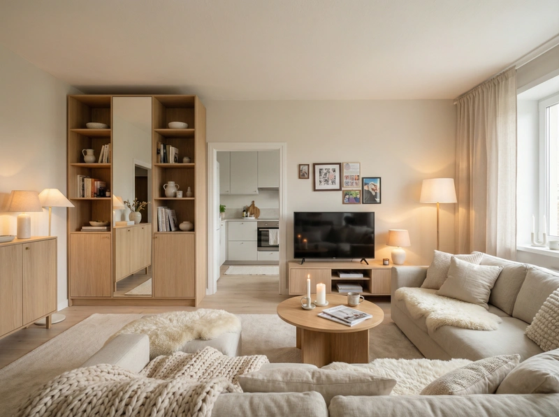 Дизайн интерьера в стиле Хюгге — Гостиная от нейросети RoomGPT