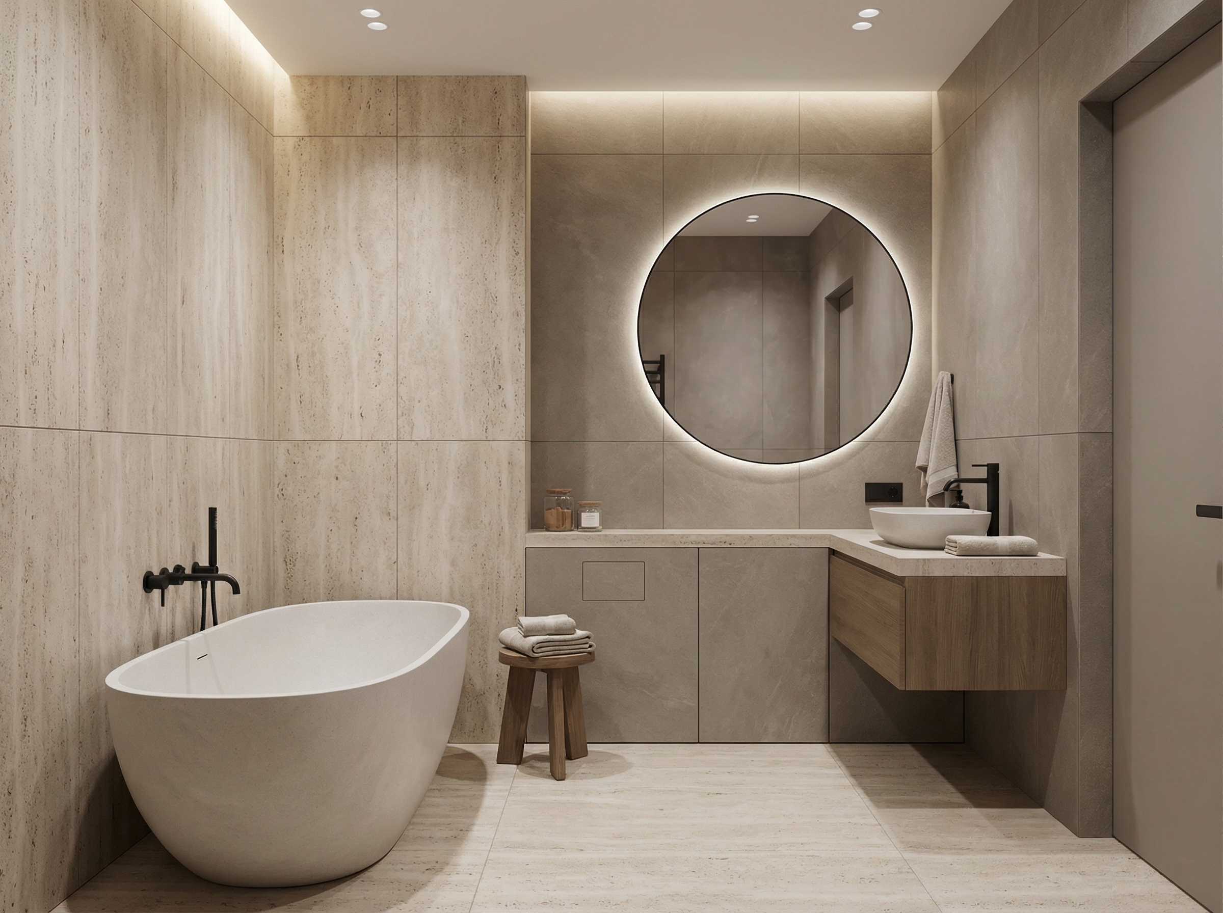 Дизайн ванной в стиле Минимализм — фото интерьера от нейросети RoomGPT