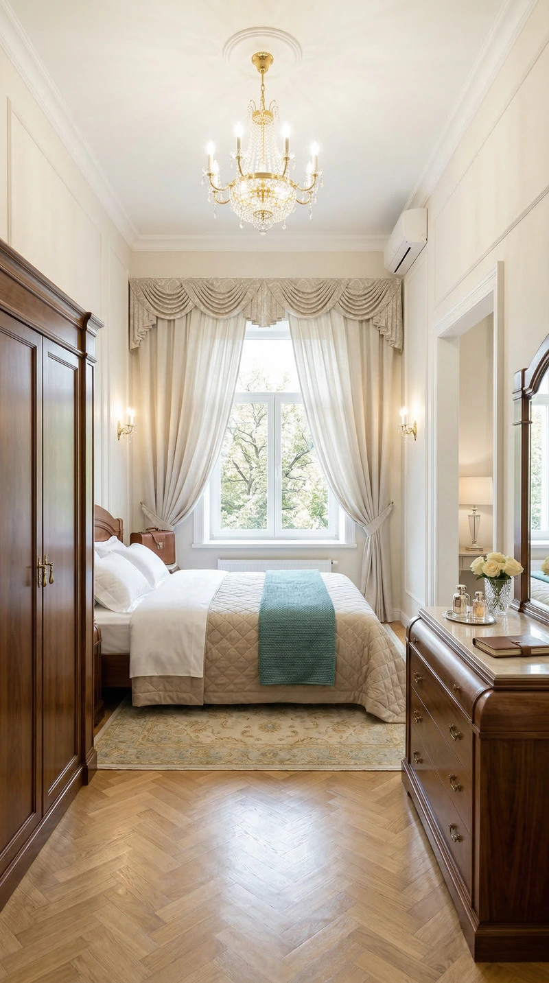 Дизайн спальни в стиле Классика — фото интерьера от нейросети RoomGPT