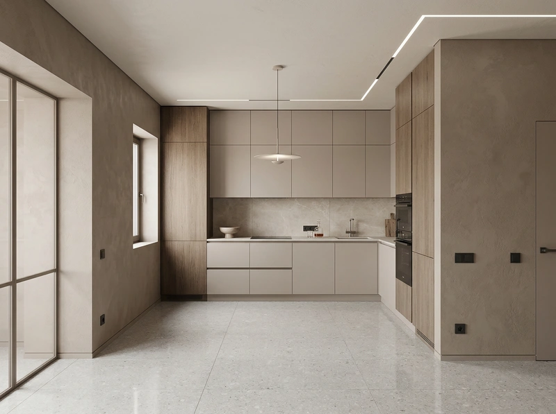 Дизайн интерьера в стиле Минимализм — Кухня от нейросети RoomGPT