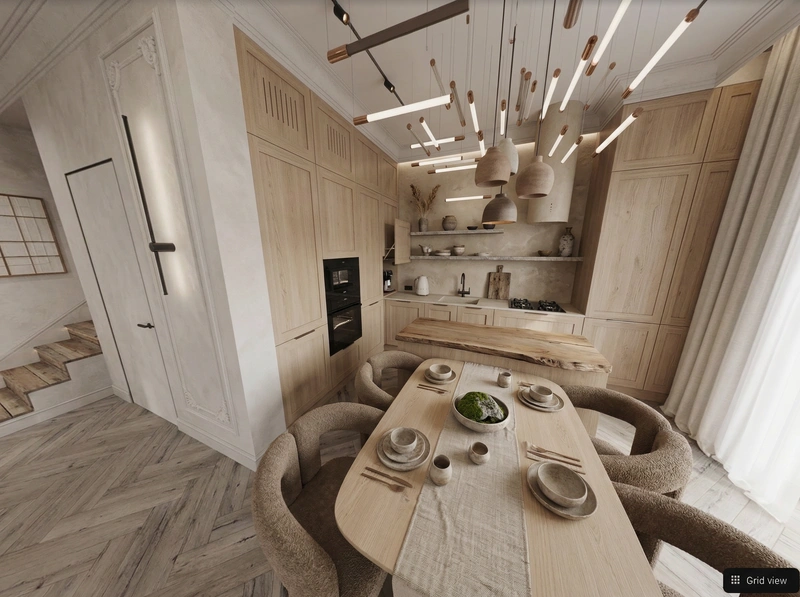 Дизайн кухни в стиле Japandi — фото интерьера от нейросети RoomGPT