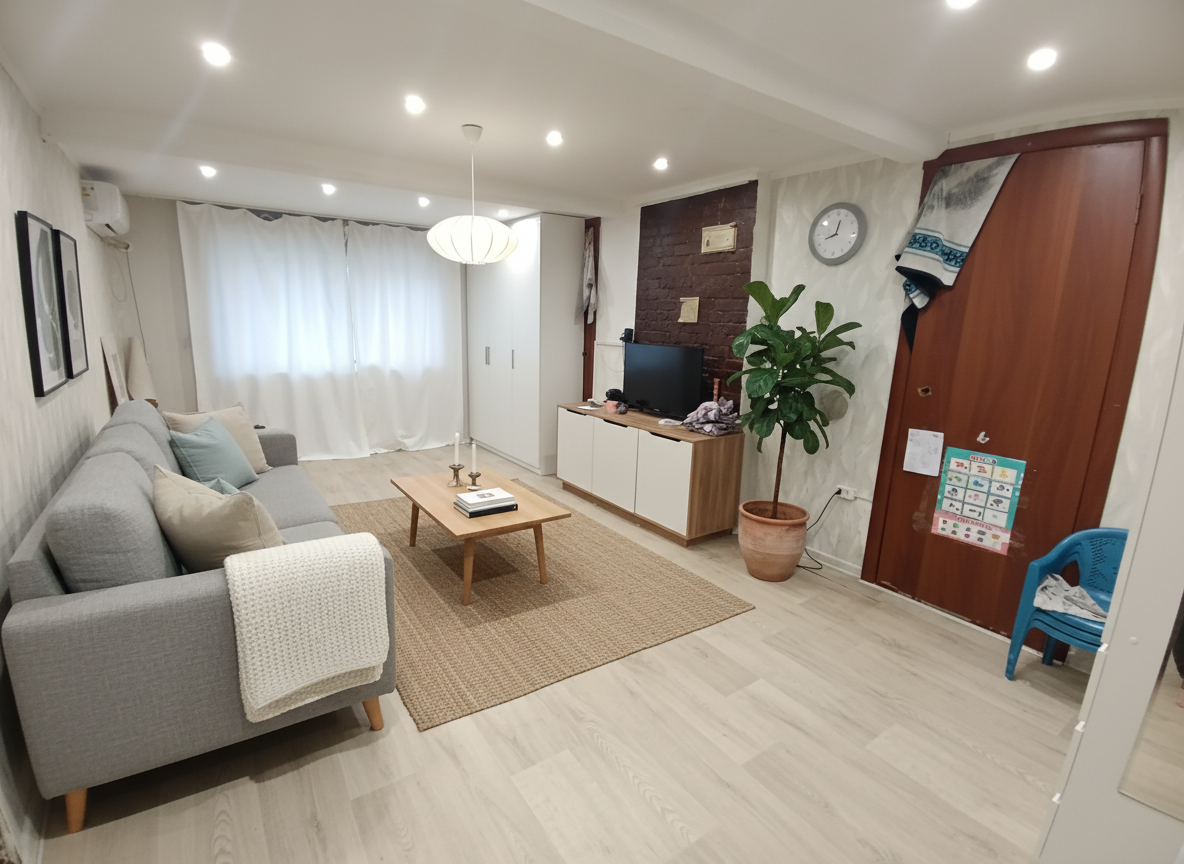 Дизайн гостиной в стиле Хюгге — фото интерьера от нейросети RoomGPT