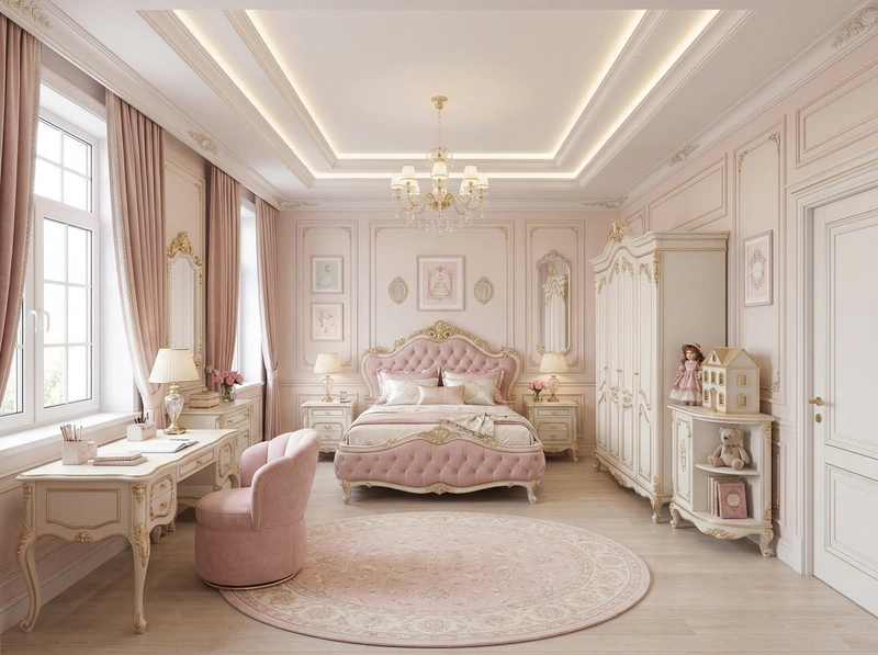 Дизайн детской в стиле Неоклассика — фото интерьера от нейросети RoomGPT