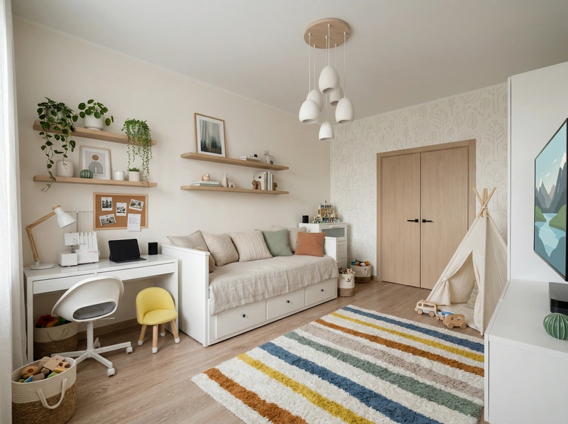 Дизайн детской в стиле Хюгге — фото интерьера от нейросети RoomGPT