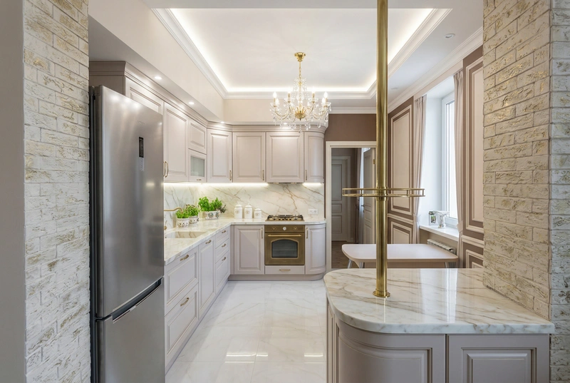 Дизайн кухни в стиле Неоклассика — фото интерьера от нейросети RoomGPT