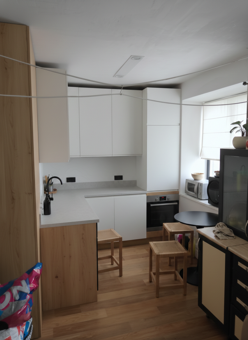 Дизайн кухни в стиле Japandi — фото интерьера от нейросети RoomGPT