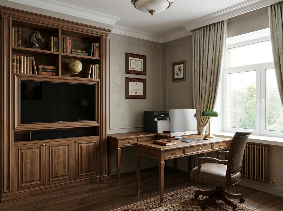 Дизайн кабинета в стиле Классика — фото интерьера от нейросети RoomGPT