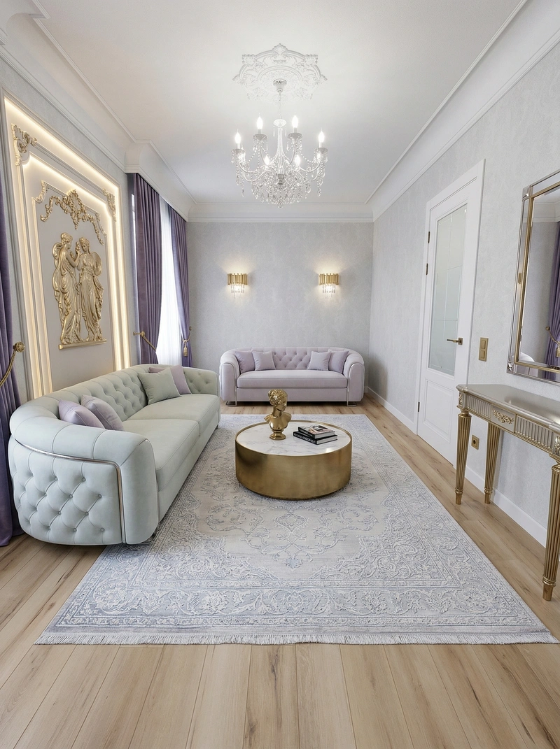 Дизайн гостиной в стиле Неоклассика — фото интерьера от нейросети RoomGPT