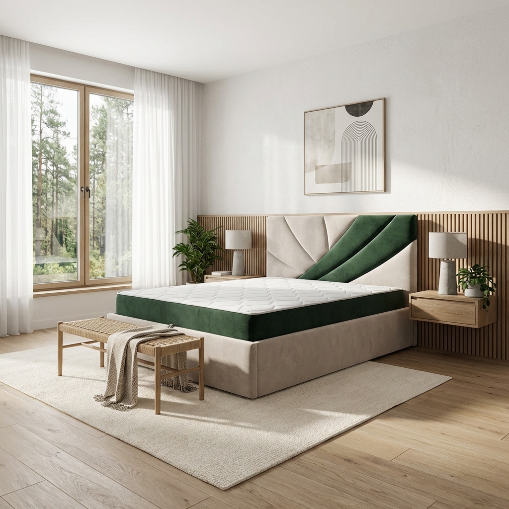 Дизайн спальни в стиле Сканди — фото интерьера от нейросети RoomGPT