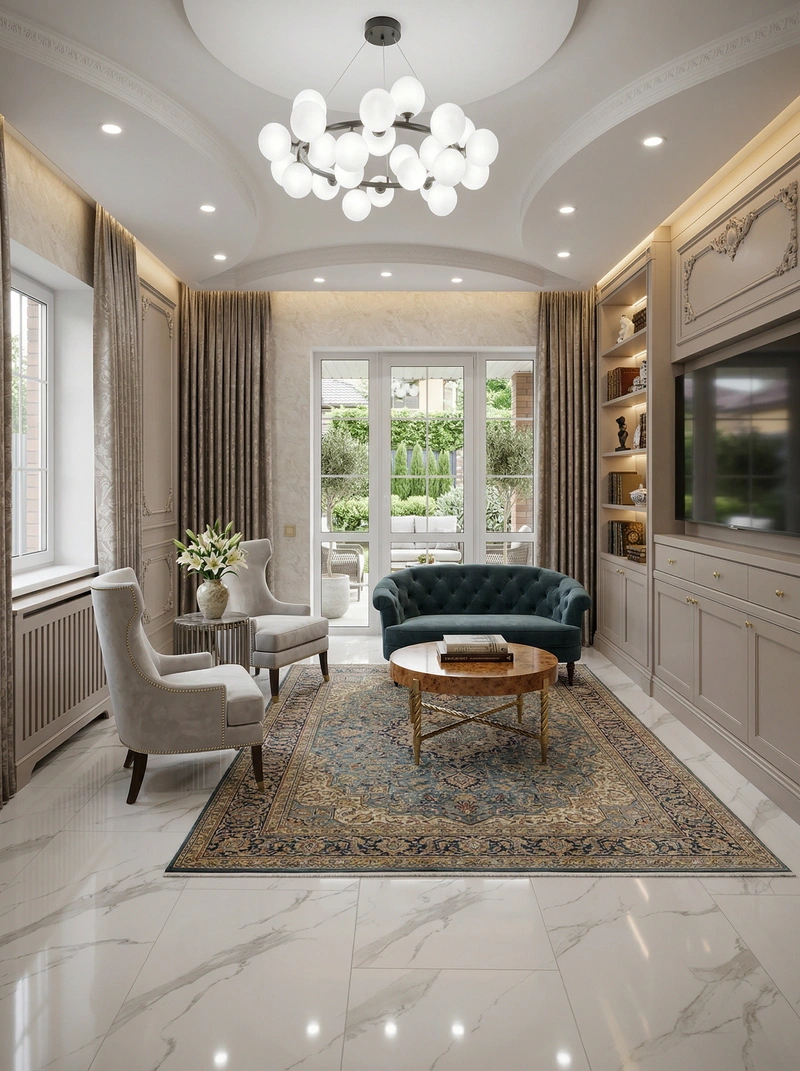 Дизайн интерьера в стиле Классика — Гостиная от нейросети RoomGPT