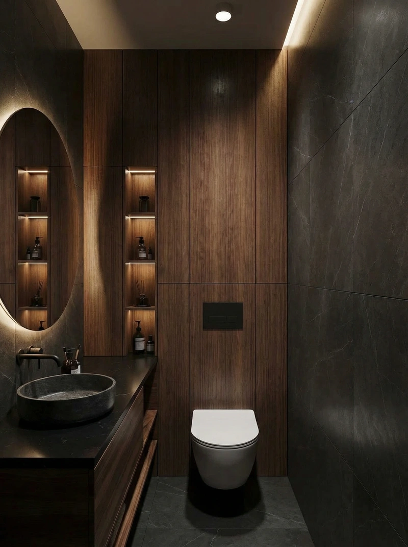 Дизайн интерьера в стиле Блэктэк — Ванная от нейросети RoomGPT