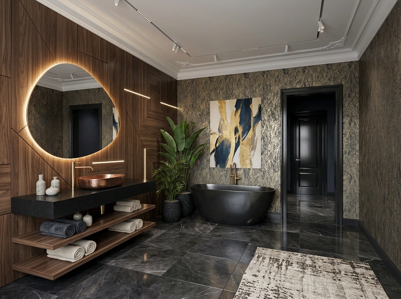 Дизайн интерьера в стиле Эклектика — Ванная от нейросети RoomGPT