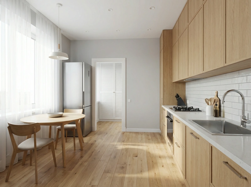 Дизайн интерьера в стиле Сканди — Кухня от нейросети RoomGPT