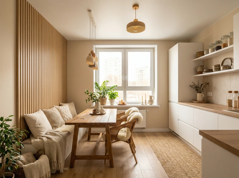 Дизайн интерьера в стиле Хюгге — Кухня от нейросети RoomGPT