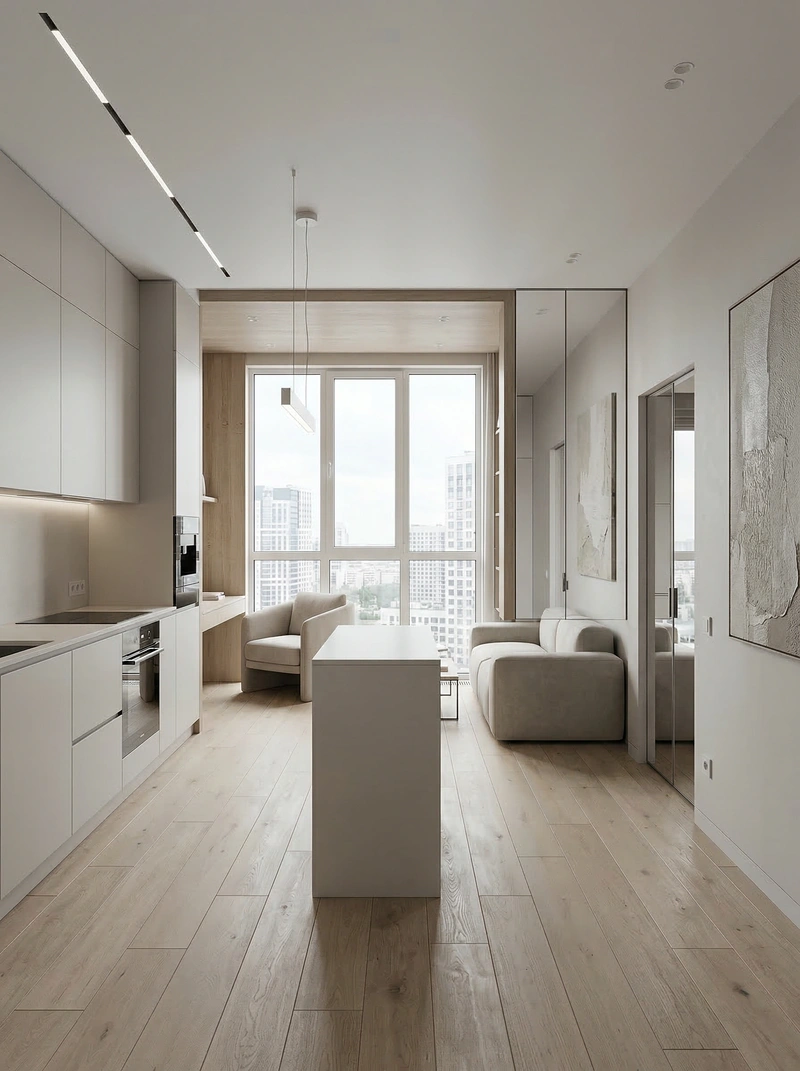 Дизайн интерьера в стиле Минимализм — Гостиная от нейросети RoomGPT