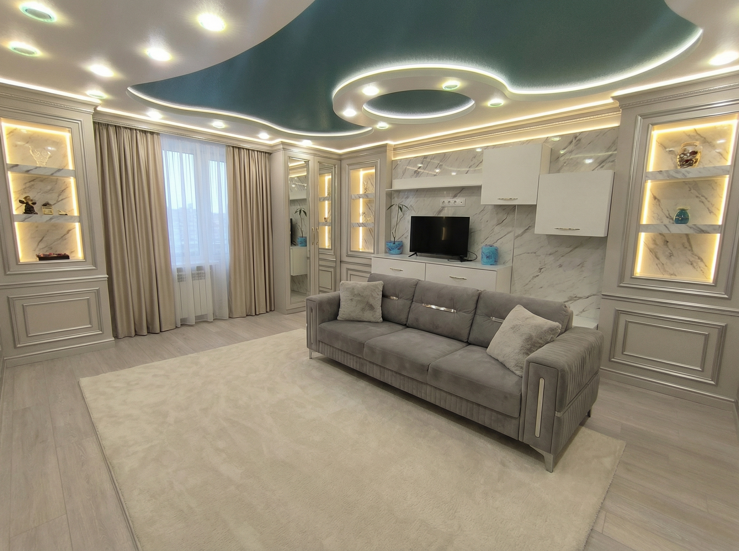 Дизайн гостиной в стиле Классика — фото интерьера от нейросети RoomGPT