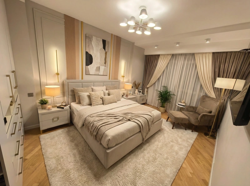 Дизайн интерьера в стиле Контемпорари — Спальня от нейросети RoomGPT