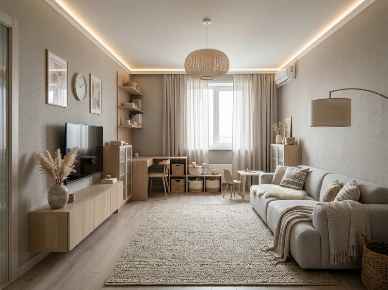 Дизайн интерьера в стиле Хюгге — Гостиная от нейросети RoomGPT