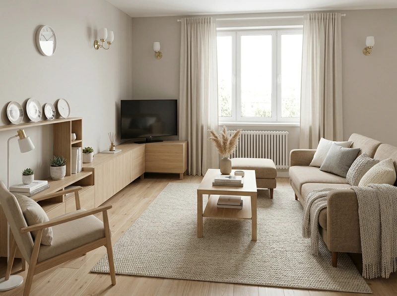 Дизайн гостиной в стиле Сканди — фото интерьера от нейросети RoomGPT