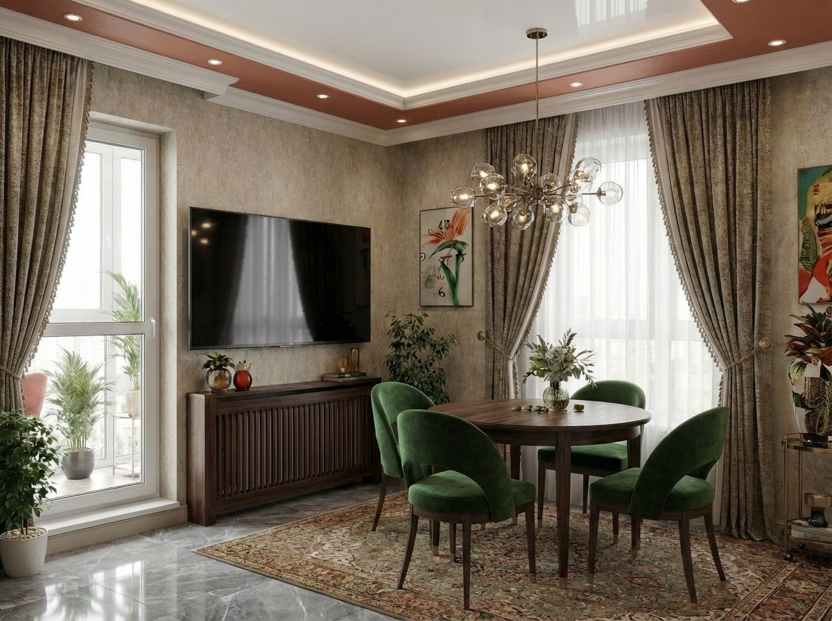 Дизайн гостиной в стиле Эклектика — фото интерьера от нейросети RoomGPT