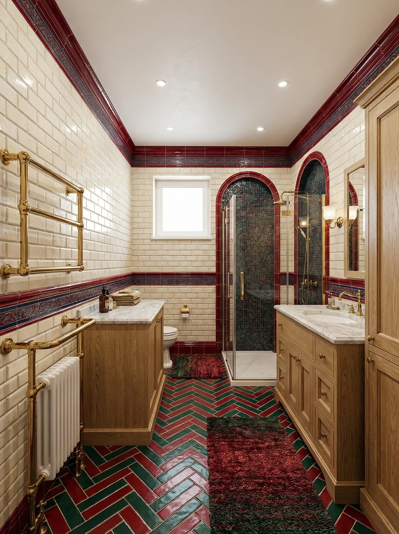 Дизайн ванной в стиле Британский — фото интерьера от нейросети RoomGPT