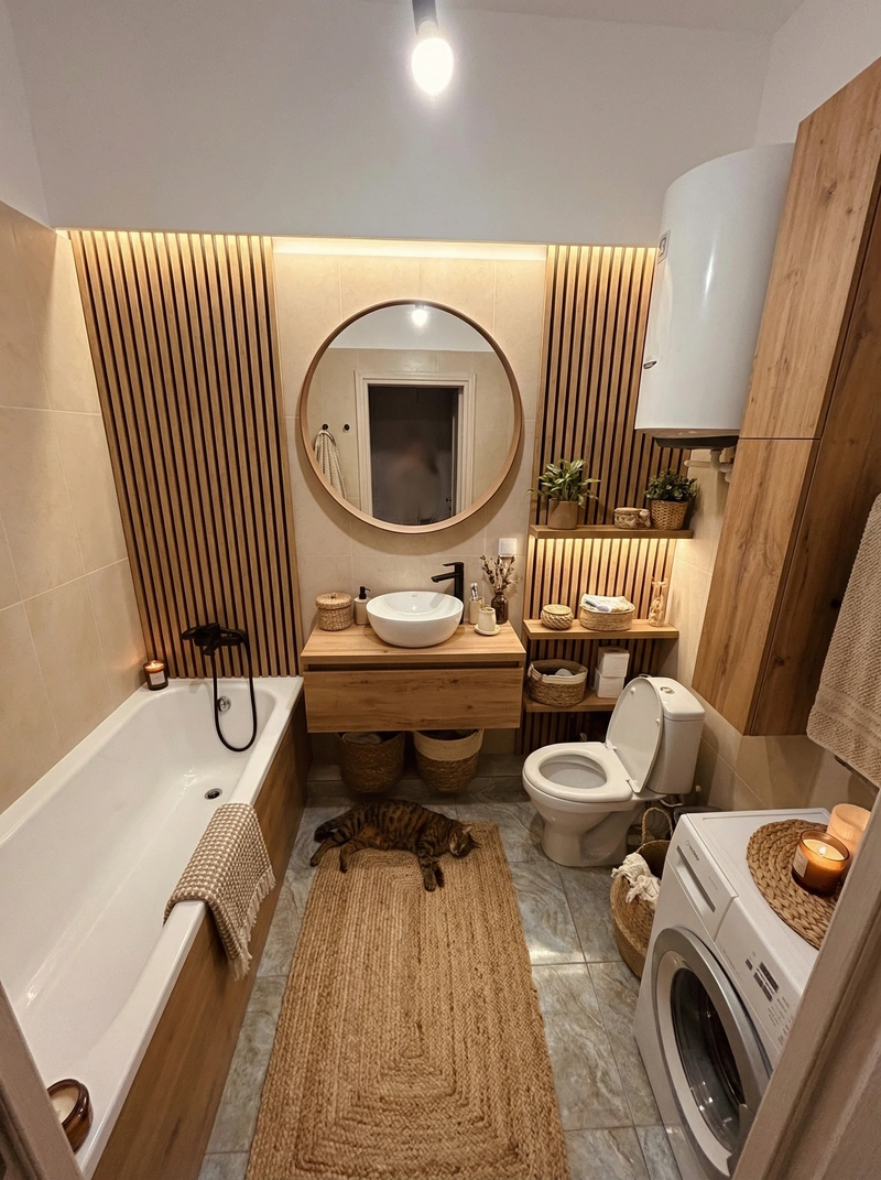 Дизайн интерьера в стиле Хюгге — Ванная от нейросети RoomGPT