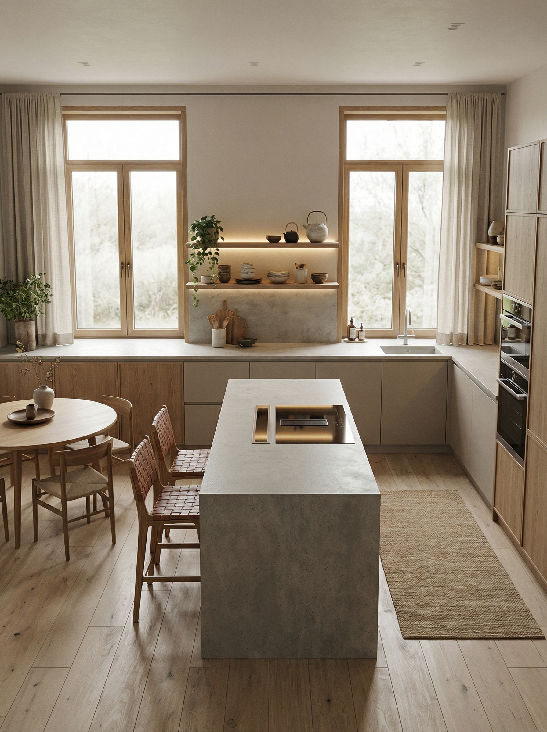 Дизайн кухни в стиле Japandi — фото интерьера от нейросети RoomGPT