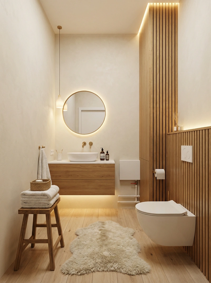Дизайн интерьера в стиле Хюгге — Ванная от нейросети RoomGPT