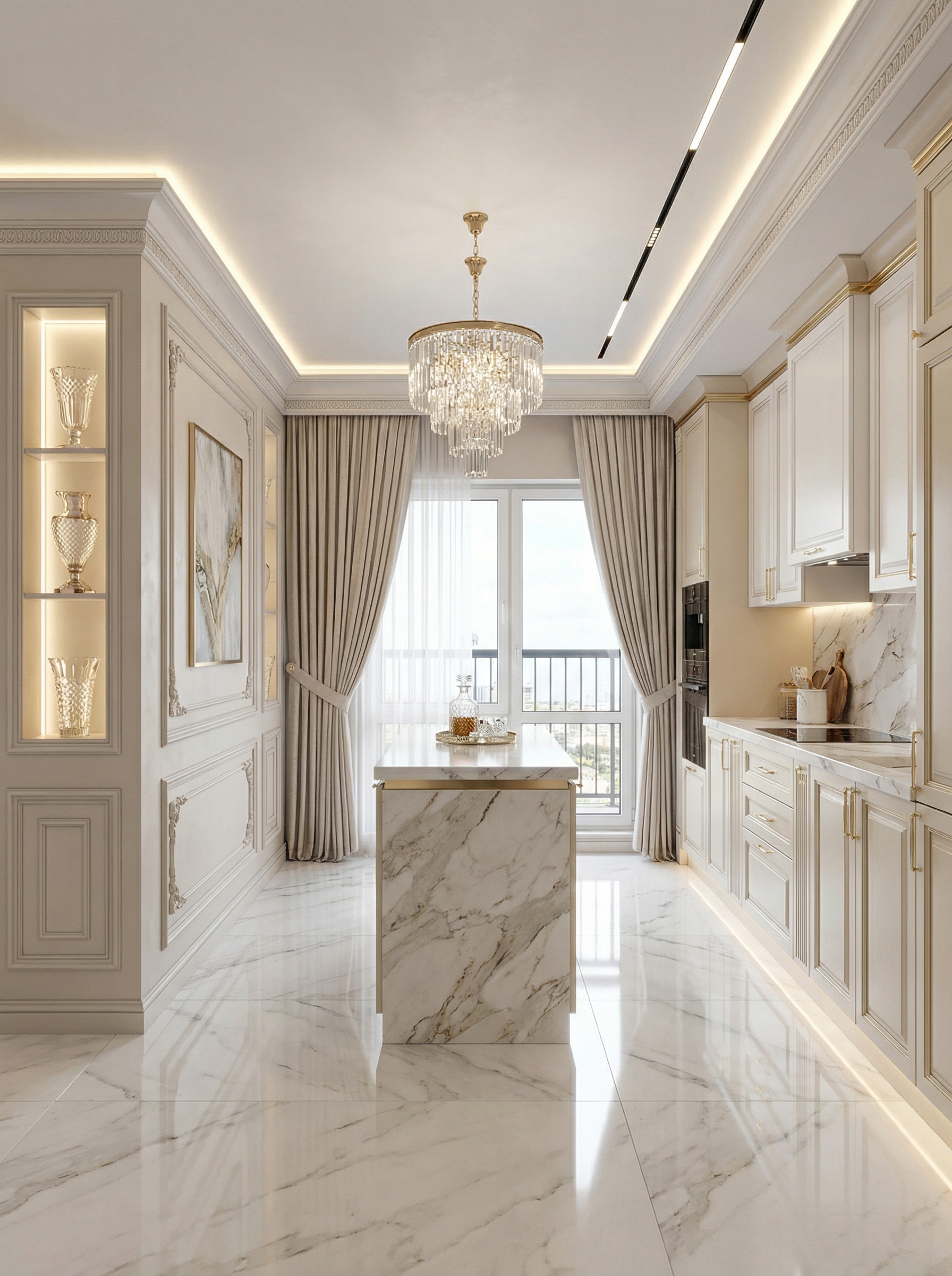 Дизайн кухни в стиле Классика — фото интерьера от нейросети RoomGPT