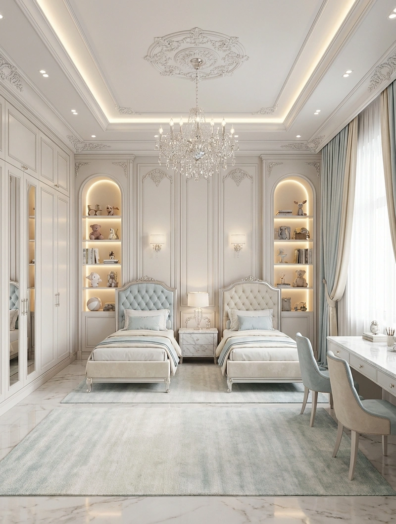 Дизайн детской в стиле Классика — фото интерьера от нейросети RoomGPT