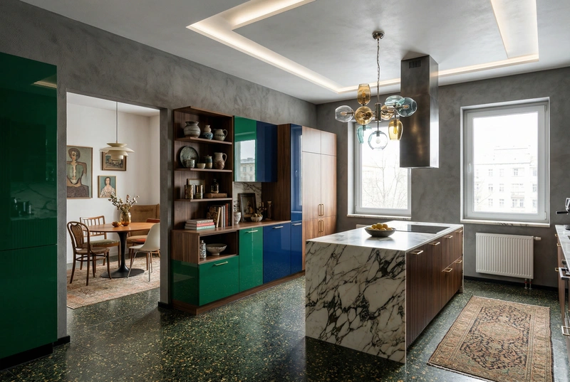 Дизайн кухни в стиле Эклектика — фото интерьера от нейросети RoomGPT