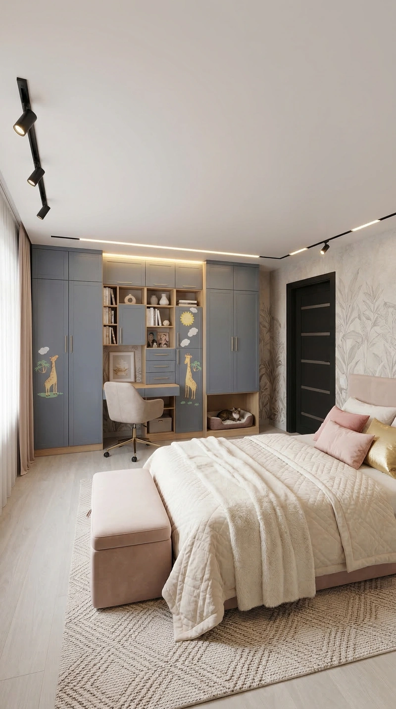 Дизайн спальни в стиле Контемпорари — фото интерьера от нейросети RoomGPT