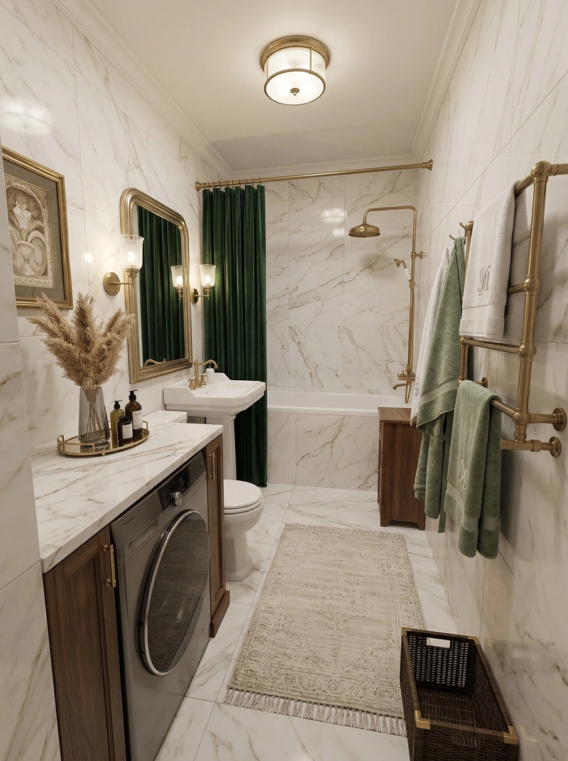 Дизайн ванной в стиле Классика — фото интерьера от нейросети RoomGPT