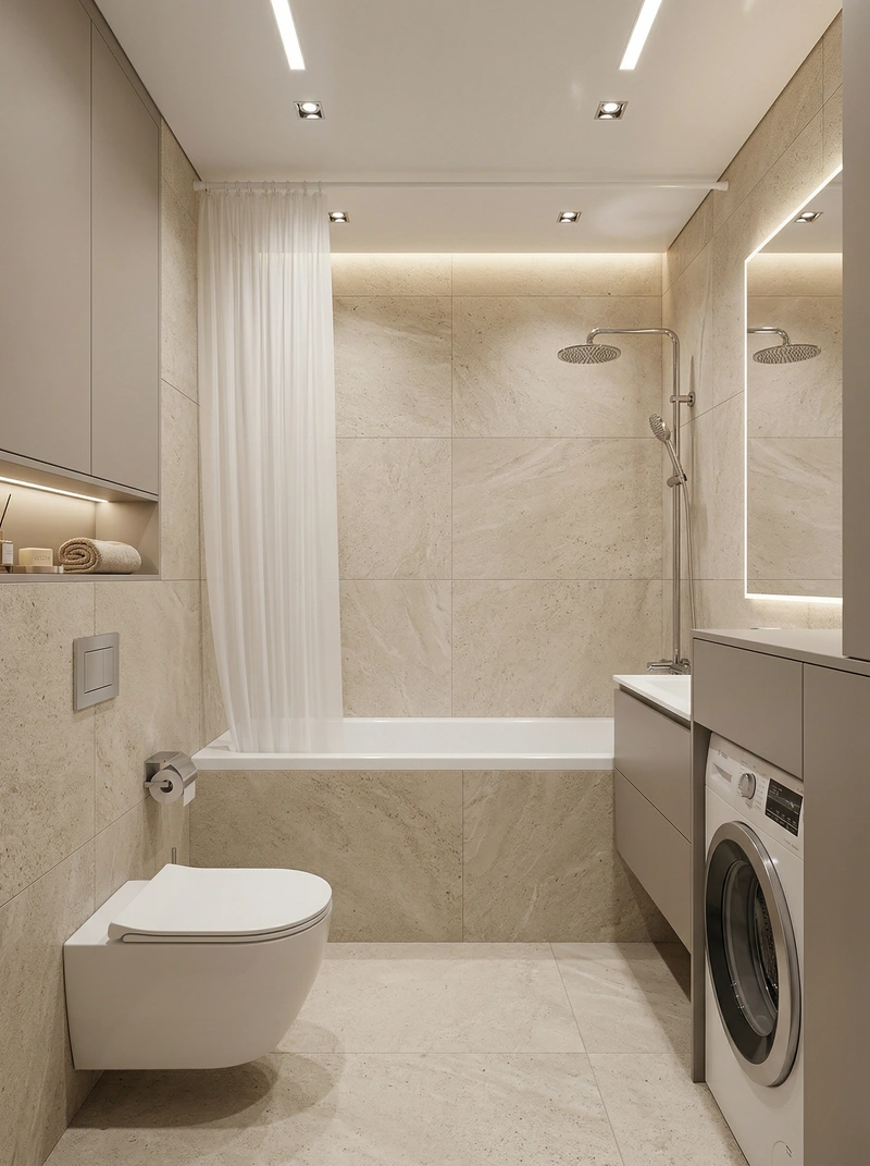 Дизайн ванной в стиле Минимализм — фото интерьера от нейросети RoomGPT