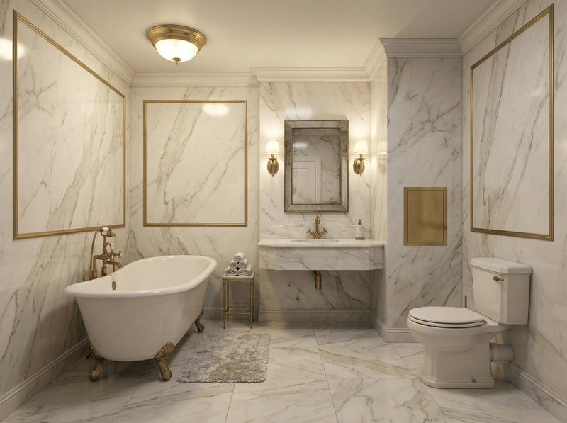 Дизайн ванной в стиле Классика — фото интерьера от нейросети RoomGPT