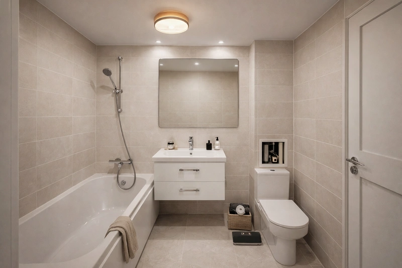 Дизайн ванной в стиле Контемпорари — фото интерьера от нейросети RoomGPT