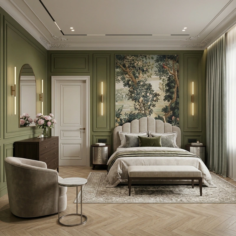 Дизайн спальни в стиле Классика — фото интерьера от нейросети RoomGPT