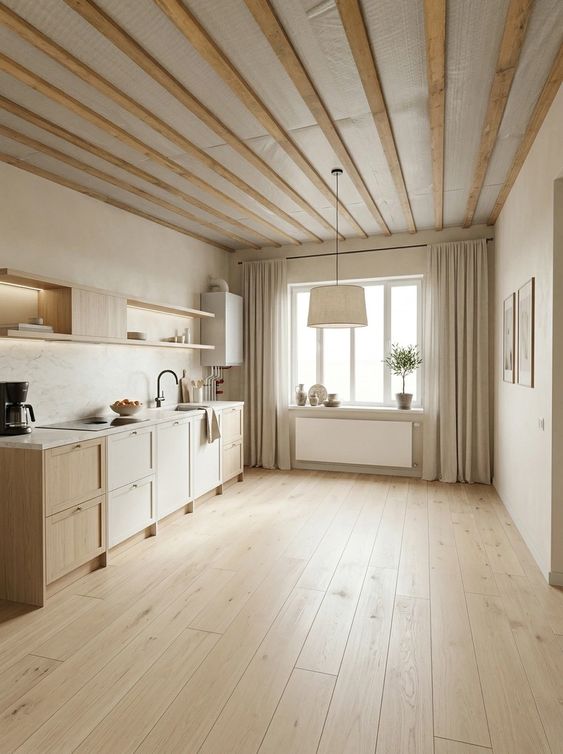 Дизайн кухни в стиле Сканди — фото интерьера от нейросети RoomGPT