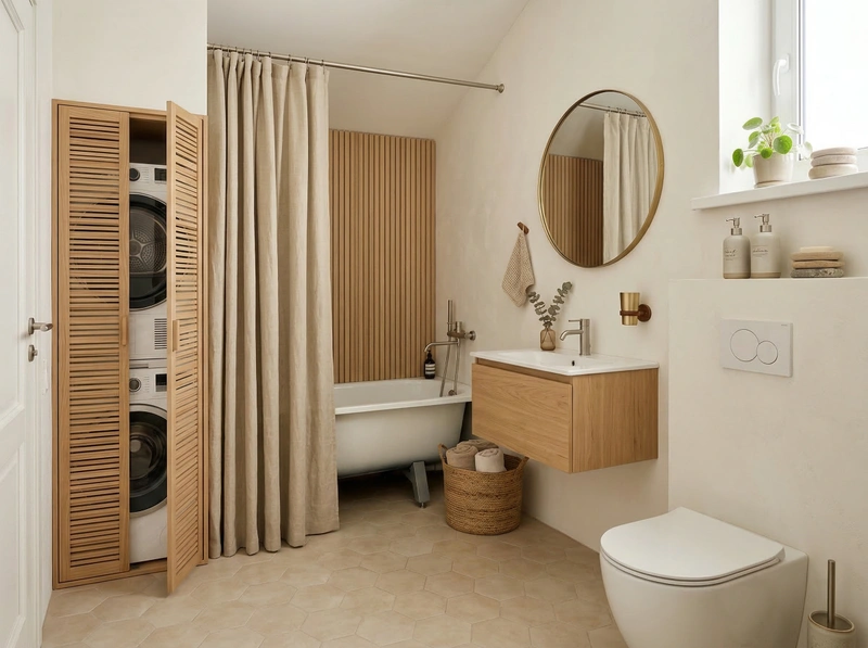 Дизайн ванной в стиле Хюгге — фото интерьера от нейросети RoomGPT